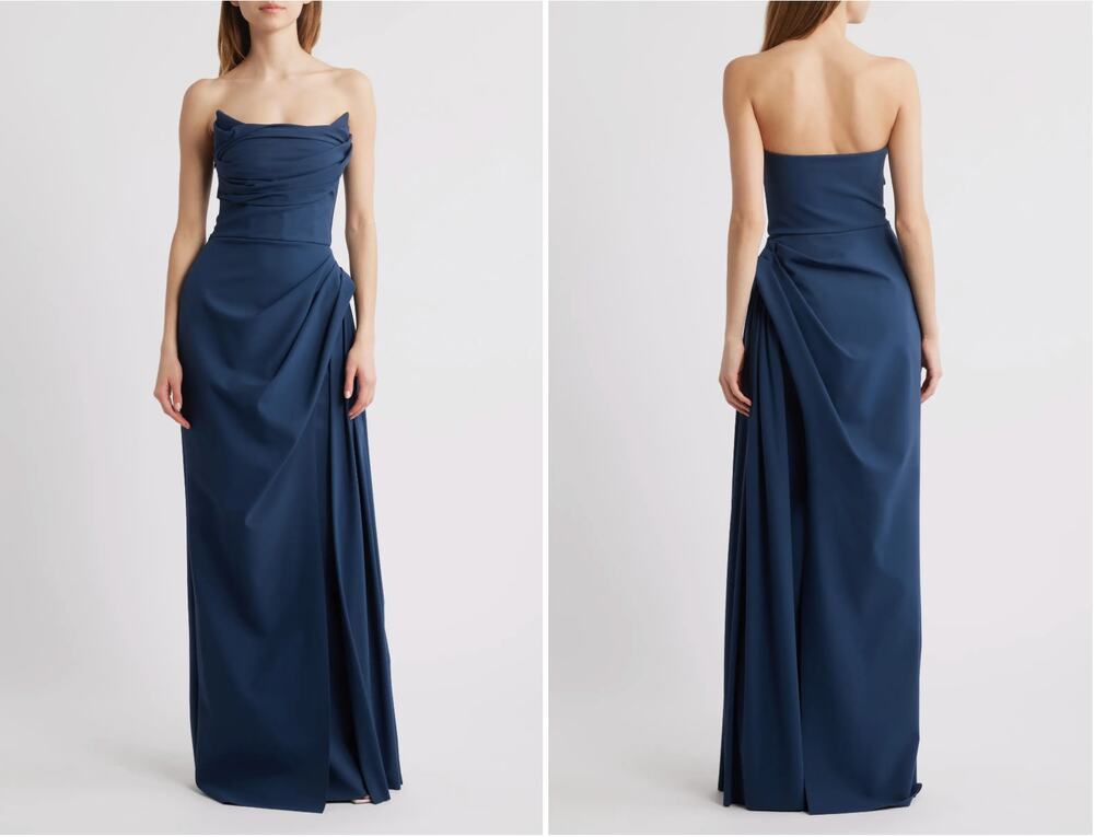 Chiara Boni La Petite Robe Dotai Strapless Gown Arctic Blue Womens IT 42